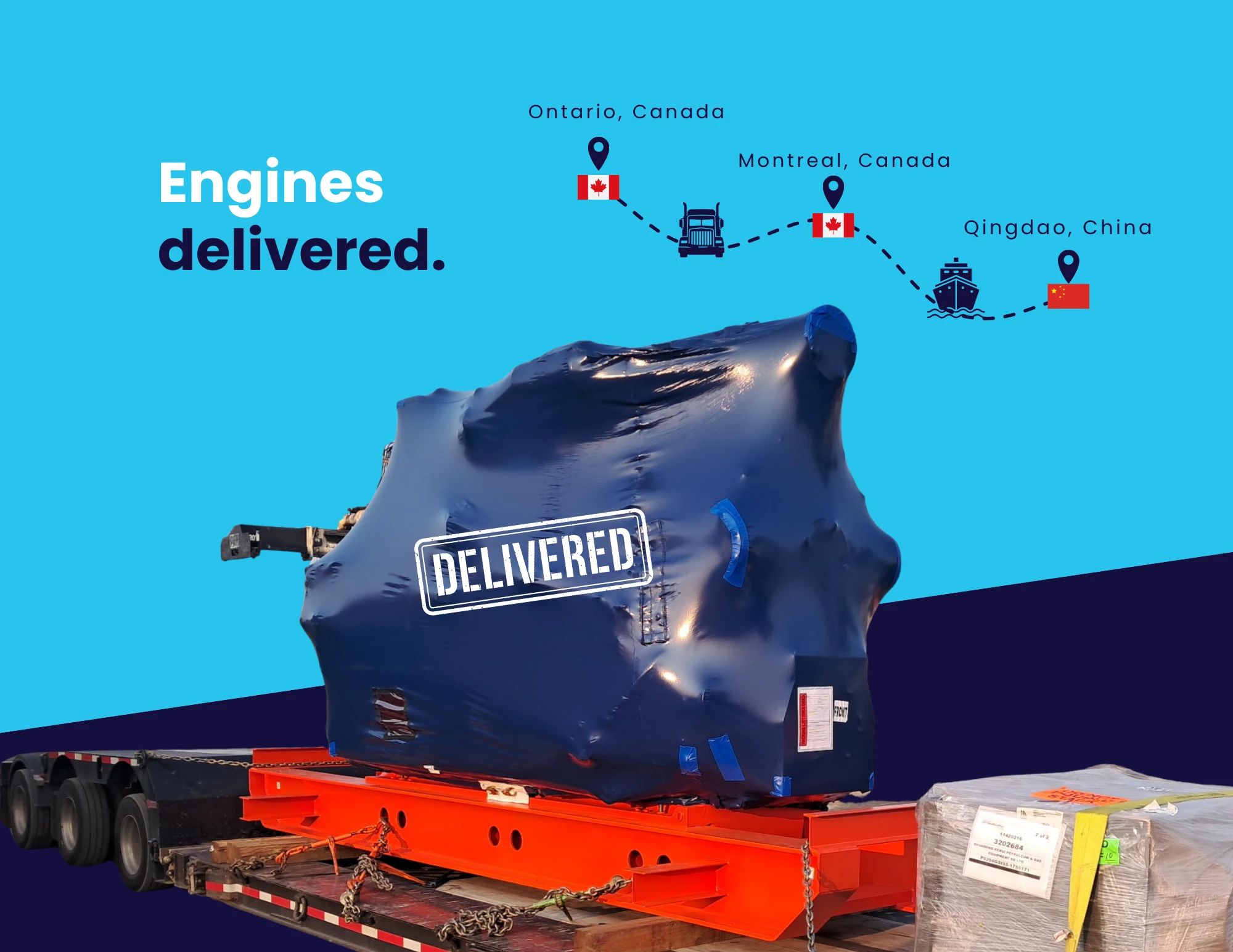 Engines delivered to China. Break bulk. No containers. — shipment overview