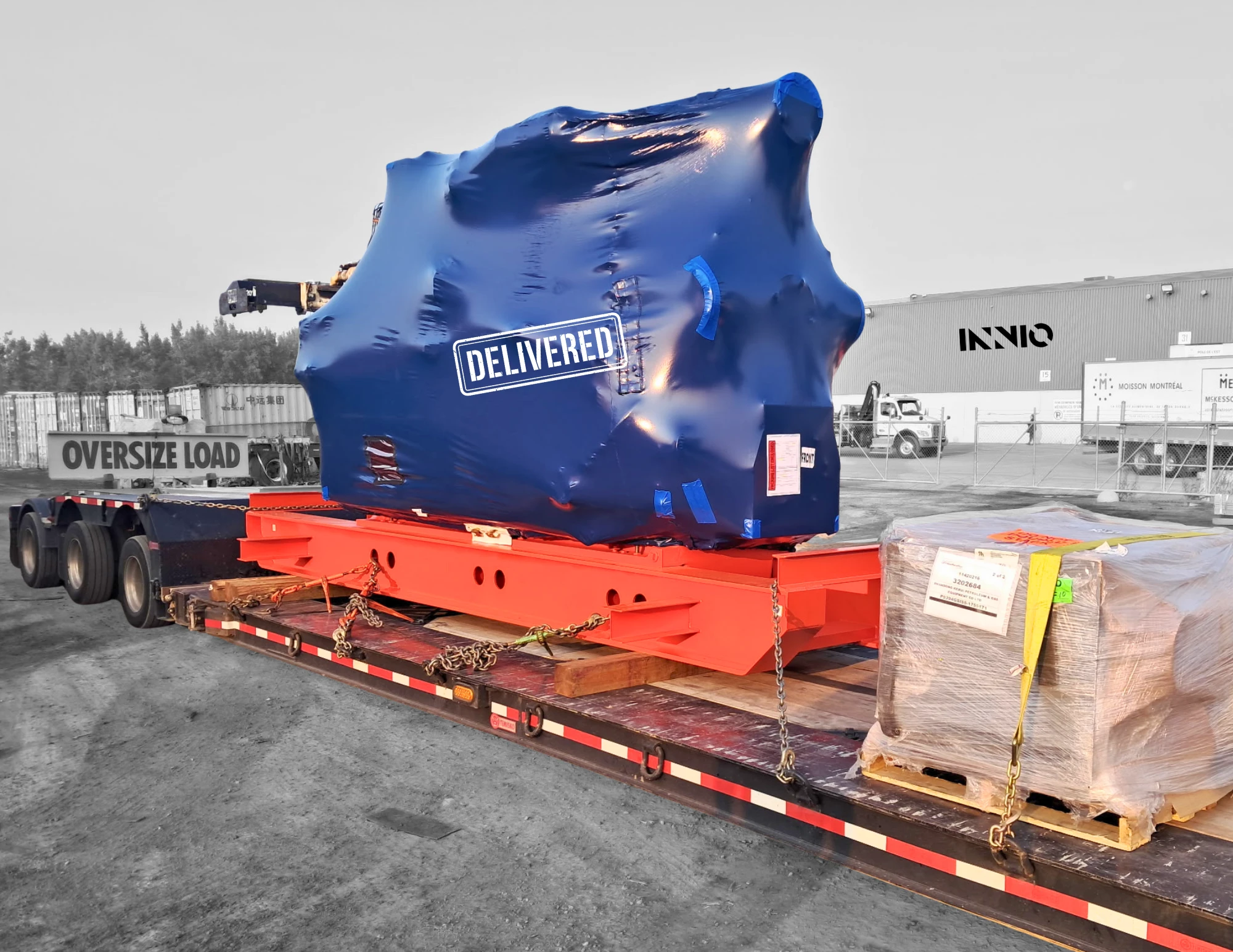 Engines delivered to China. Break bulk. No containers.